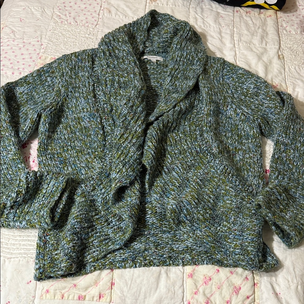 Dress Barn Textured Blue-Green Cardigan